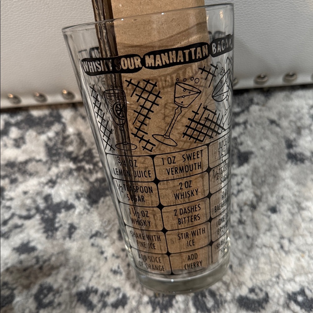Federal Glass Co. Barware Bartender Mixed Drink Recipe Shaker Tumbler